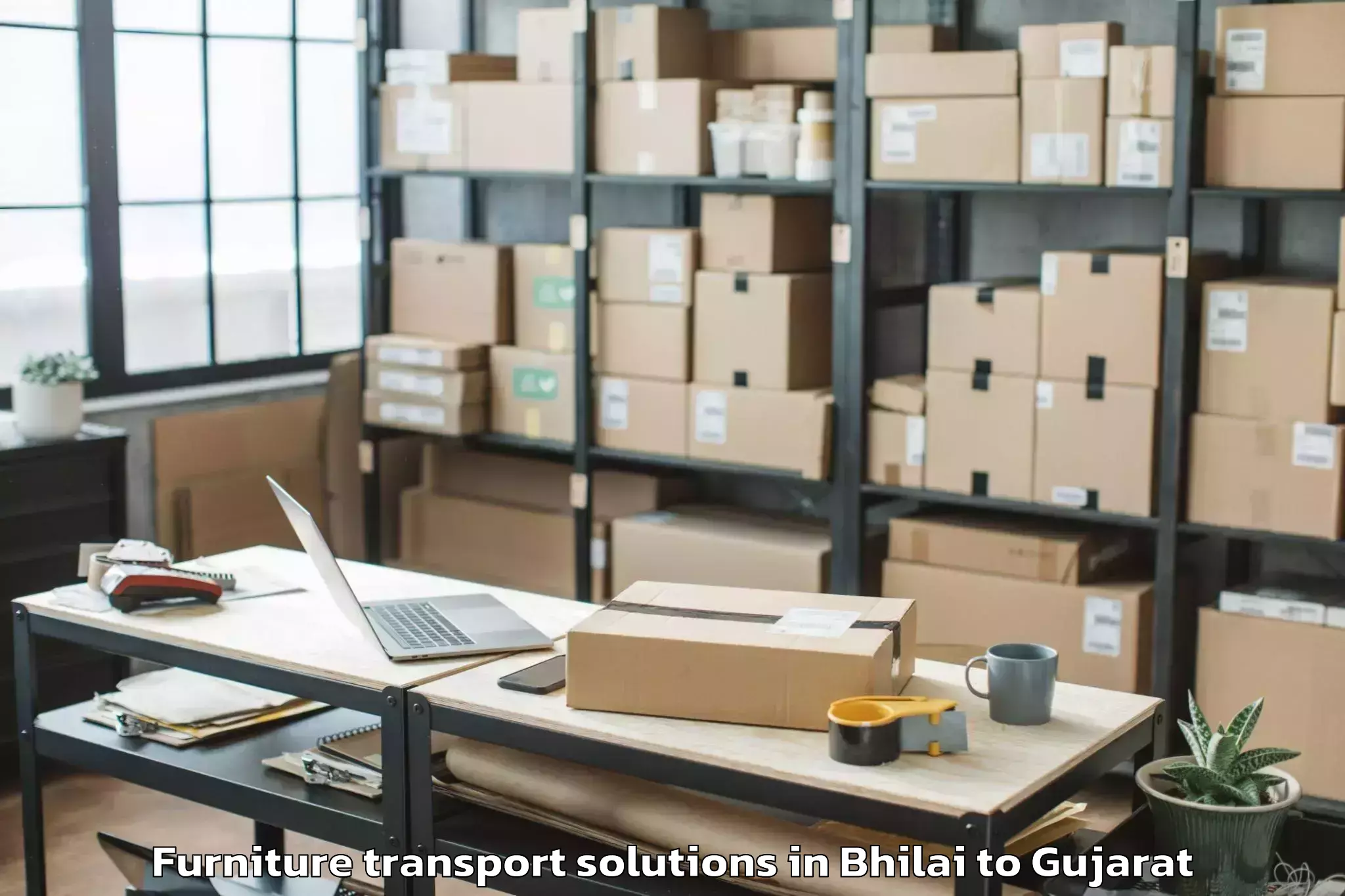 Trusted Bhilai to Ahmedabad Furniture Transport Solutions